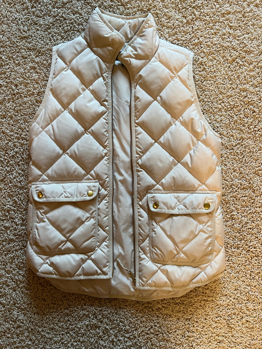 J crew Quilted Puffer Vest in Light Beige